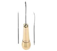 CLISPEED Punzón para Reparación de Calzado Mango de Cobre, Herramienta Manual para Coser Cuero y Lona, Aguja Gancho para Perforar Zapatos, Kit Multiusos para Costura Artesanal