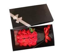 CLISPEED Ramo de 18 Flores de Jabón de Rosa Roja Aroma Floral Caja Obsequio Negra para San Valentín Día Madre y Cumpleaños Ramo Artificial Decorativo para Eventos y Fiestas