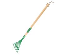 CLISPEED Rastrillo Infantil de Hierro con Mango de Madera Desmontable Herramienta Multifuncional para Jardín y Césped Verde para Aire y Jardinería Joven