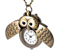 CLISPEED Reloj de bolsillo vintage con diseño de búho, de latón envejecido, decorativo, con alas de media luna, reloj retro creativo para hombres y mujeres