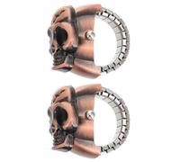 CLISPEED Reloj de Dedo Abatible Calavera Vintage, Anillo de Moda de Aleación Resistente, Diseño Creativo para Mujer, Uso Casual y Fiestas, Pack 2 Unidades en Rojo Antiguo