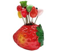 CLISPEED Set de 1 Tenedor para Servir Frutas con Soporte, Diseño Adorable de Dibujos Animados, Material Resistente de Resina y Metal, Adecuado para Aperitivos y Postres Varios estilos