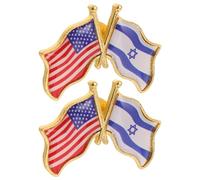 CLISPEED Set de 2 Pines de Solapa Bandera de Estados Unidos E Israel, Insignias Metálicas para Puños y Bolsos, Adecuadas para Reuniones y Eventos Familiares