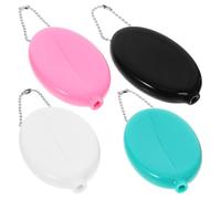 CLISPEED Set de 4 Mini Monederos Ovalados de PVC con Cadena, Portátil y Resistente para Viaje, Organizador de Dinero para Facturas y Almacenamiento Seguro de Monedas