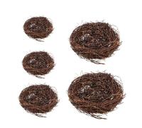 CLISPEED Simulación de Nidos de Pájaro de Ratán 5 Unidades Diseño Realista para Decoración de Hogar y Complementos para Aves en Pascua