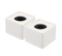 CLISPEED Soporte De Micrófono Abs Blanco Cuadrado 2 Piezas, Estación De Bandera Logotipo Para Entrevistas, Reuniones, Grabación y Karaoke Profesional