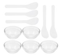 CLISPEED Tazón Mezclador para Hacer Tú Mismo en un Spa, 5 Cuencos de Vidrio con Estilos Aleatorios y Palos, Ideal para Mascarillas Caseras y Cuidado Facial Varios estilos
