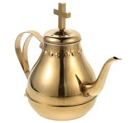 CLISPEED Tetera Dorada de Acero Inoxidable para Comunión Cruz Religiosa Hervidor Reutilizable para Ceremonias Cristianas Jarra de Vino para Bautismo y Comunión Inicial Fácil de Limpiar