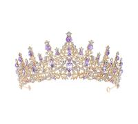 CLISPEED Tiaras de Cristal para Novia Tiara Nupcial Gemas de Imitación para Boda Fiesta Decoración de Cabello Color Púrpura para Niña