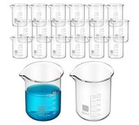 CLISPEED Vasos de Laboratorio de Vidrio 50 Ml sin Asa Pack de 20 Unidades para Uso en Química y Experimentación Graduación Confiable y Diseño sin Asa