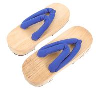 CLISPEED Zuecos Japoneses para Mujer Talla 37 Sandalias de Madera Suela de Goma Azul Antideslizante Pantuflas Tipo Zueco de Verano Cómodas y Transpirables para Estar Casa y Uso Diario