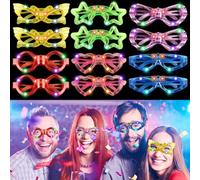 CLIUNT 12 Piezas Gafas LED Fiesta, Gafas Luminosas para Fiestas, Gafas de Neón, Gafas LED Intermitentes, para Cumpleaños, Carnaval, Concierto