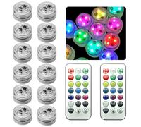CLIUNT 12 Piezas LED Iluminación Estanque, Mini Luces de Té, LED Sumergibles, Luces para Piscina RGB Luz Piscinas Impermeable IP68, con Mando a Distancia, para Acuario Piscina Jardín