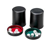 CLIUNT 2 Piezas Juego de Tazas de Dados de Cuero, Vasos de Dados de Piel, Cubilete Dados Poker, Incluye 12 Dados y una Tapa Práctica, para Bares, Reuniones, Fiestas y Juegos de Dados