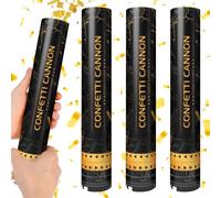 CLIUNT 4 Cañones de Confeti Dorado, Cañón de Confeti de Papel, 30CM Cañón Confeti Boda, para Tubo de Confeti para Boda día de San Valentín Cumpleaños Baby Shower Fiesta