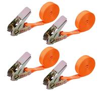 CLIUNT 4 Pieza Correas de Amarre con trinquete, 2.5 cm x 2 m Tensor de Carraca, correas tensoras con trinquete, Correas de amarre para asegurar cargas en coches, motos, equipaje, camping, cargas fijas