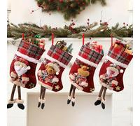 CLIUNT 4PCS Calcetines Navidad Chimenea, Botas de Navidad para Colgar, Medias de Navidads, Calcetines Navideños Papá Noel, Navidads Chimenea Personalizados