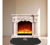 CLIUNT Esterilla ignífuga para Chimenea, 50 x 100 cm Alfombra Ignifuga Semiredonda, Estera ignífugas para Chimenea, Alfombrilla para Fogatas Resistente al Calor hasta 1000 °C, Alfombrilla Ignifugas