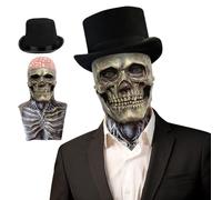 CLIUNT Máscara de Calavera de Halloween, Casco de Esqueleto de Cabeza Completa, Mascara Esqueleto, Mascaras Latex Halloween, Skull Mask, Cráneo Espeluznante para Cosplay
