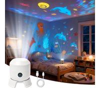 CLIUNT Proyector LED Giratorio Dinámico, Luz de Proyección Rotativa Colorida Océano, Luz Nocturna Recargable USB para Dormitorio, Brillo Ajustable, para Dormitorios, Salas de Estar y Baños