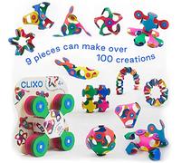 Clixo Tiny&Mighty. Juguete magnético niños, piezas flexibles duraderas. Educativo, Stem, +100 creaciones distintas. Juego viaje. 4+ Años. 9 piezas