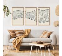 CLJKDX Cuadro Abstracto de Geometría de Olas Negras para Pared Lienzo Póster Moderno Minimalista para Decoración de Sala de Estar y Dormitorio-40 * 60cm*3PCS (Sin marco)