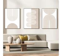 CLJKDX Cuadros y Láminas de Arte Mural Modernos de Geometría Abstracta Estilo Boho Beige en Lienzo para la Decoración de la Sala de Estar y el Dormitorio-50 * 70cm*3PCS (Sin marco)