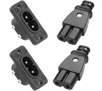 CLKE 4 piezas IEC320 C8 C7 2 clavijas y bus IEC módulo de entrada conector de alimentación enchufe recto 250V AC 2.5A enchufe de dispositivo toma de corriente AC tornillo adaptador de montaje