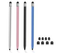 CLKE 4 unidades de lápiz capacitivo 2 en 1, lápiz táctil para pantalla táctil, iPad Pen con 8 puntas de goma, lápiz universal para iPad, tablet, lápiz para todas las tabletas/Samsung/iPad/Android