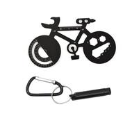 CLKE - Herramienta multifunción para bicicleta 7 en 1, portallaves con silbador, multitool para bicicleta compacta de aleación de aluminio, pequeño cuchillo, transportador, regla métrica, abrebotellas