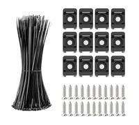 CLKE Juego de 100 soportes para cables atornillables, con 100 bridas, 100 bridas, 100 tornillos, bridas de nailon, bridas negras, abrazaderas de cable para atornillar para la fijación de cables