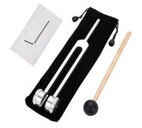 CLKE - Juego de Diapasón de aluminio de 128 hz, Diapasón Terapéutico, Diapasón Terapéutico, 128 hz, con una pequeña llave,Martillo de silicona, bolsa de franela,plata