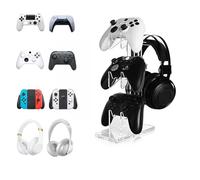 CLKE - Soporte universal para auriculares con 3 capas, organizador de almacenamiento para accesorios de juego, soporte para mando para Xbox Series, PS4, PS5, transparente (3 capas)