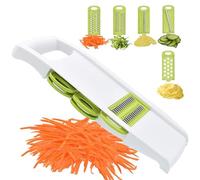 CLKLGEXEAK Cortadora de mandolina 5 en 1 for cocina, patatas fritas con múltiples hojas, cortador de verduras, trituradora en juliana y pelador for trabajos pequeños(Green)