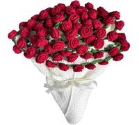 CLKLGEXEAK Manta de ramo de flores, flores hechas a mano de ganchillo de rosas terminadas hechas de rosas, gif romántico(110CM)