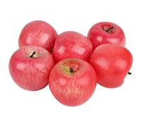Cllayees Manzanas artificiales de frutas falsas, juego de 6 manzanas decorativas realistas de frutas artificiales para cocina, accesorios de fiesta realistas para decoración del hogar