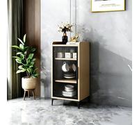 CLLXDZ Aparador Chapa de Madera Maciza, Aparador Independiente con Estantes Desmontables y Encimera Piedra Sinterizada, Salón, Comedor, Oficina en Casa(Yellow)
