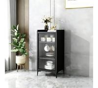 CLLXDZ Aparador Chapa de Madera Maciza, Aparador Independiente con Estantes Desmontables y Encimera Piedra Sinterizada, Salón, Comedor, Oficina en Casa(Black)