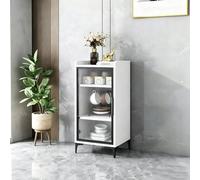 CLLXDZ Aparador Chapa de Madera Maciza, Aparador Independiente con Estantes Desmontables y Encimera Piedra Sinterizada, Salón, Comedor, Oficina en Casa(White)