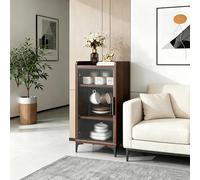 CLLXDZ Aparador Chapa de Madera Maciza, Aparador Independiente con Estantes Desmontables y Encimera Piedra Sinterizada, Salón, Comedor, Oficina en Casa(Brown)