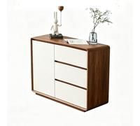 CLLXDZ Aparador de Madera, Aparador Independiente, Tiradores Ocultos, Paneles Reforzados, Base Elevada, Esquinas Redondeadas para Cocina, Sala y Recibidor(Brown+White,80cm/31.5in)