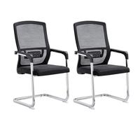 CLLXDZ Juego de 2 Silla Escritorio Sin Ruedas, Desk Chair, Silla Escritorio Ergonomica, Office Chair for Recepción, Conferencia, Sala de Espera(Black)