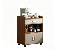 CLLXDZ Mueble de Cocina de Madera con Ruedas Giratorias 360° Silenciosas, Aparador Multifuncional con Cajones y Puertas para Cocina, Sala de Estar y Comedor(Brown)