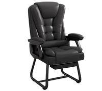 CLLXDZ Silla Ergonómica para Juegos, Silla Oficina, Silla Boss de Cuero PU con Reposabrazos, Silla Escritorio para Dormitorio, Estructura Robusta, Adecuada para el Hogar, la Oficina(Black)