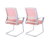 CLLXDZ Silla Escritorio Sin Ruedas, Desk Chair con Base de Trineo y Respaldo de Malla, Silla Ergonomica Escritorio para Recepción en Casa, Sala de Espera y Conferencias(Pink)