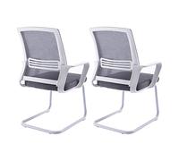 CLLXDZ Silla Escritorio Sin Ruedas, Desk Chair con Base de Trineo y Respaldo de Malla, Silla Ergonomica Escritorio para Recepción en Casa, Sala de Espera y Conferencias(Gray)