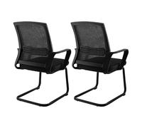 CLLXDZ Silla Escritorio Sin Ruedas, Desk Chair con Base de Trineo y Respaldo de Malla, Silla Ergonomica Escritorio para Recepción en Casa, Sala de Espera y Conferencias(Black)