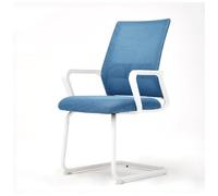 CLLXDZ Silla Escritorio sin Ruedas, Silla ergonomica Escritorio, Desk Chair con Base de Trineo y Respaldo de Malla, para recepción, conferencias y Salas de Espera(Blue)