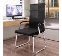 CLLXDZ Silla Escritorio sin Ruedas, Silla Oficina de Conferencia con Base de Acero, Soporte Lumbar y apoyabrazos, Sillas de Respaldo Alto, Sin Ruedas para recepción, Sala de Espera y reuniones(Black)