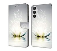 CLM-Tech Funda Compatible con Samsung Galaxy A56 / A36 5G - Carcasa Cuero Sintético con Función de Soporte y Ranuras para Tarjetas - Tapa Case Patrón de Lámpara Lotus